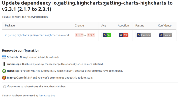 Renovate Pull Request Details in GitLab