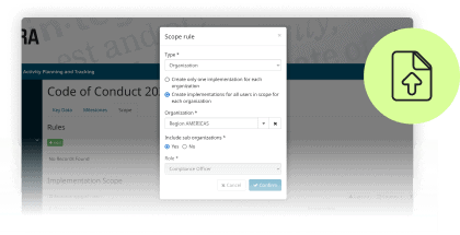 Easily select target groups and assign compliance measures by authorization